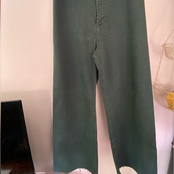 Zara The High Rise Marine Straight Green Jeans Woman’s Size 10 - Picture 8 of 8